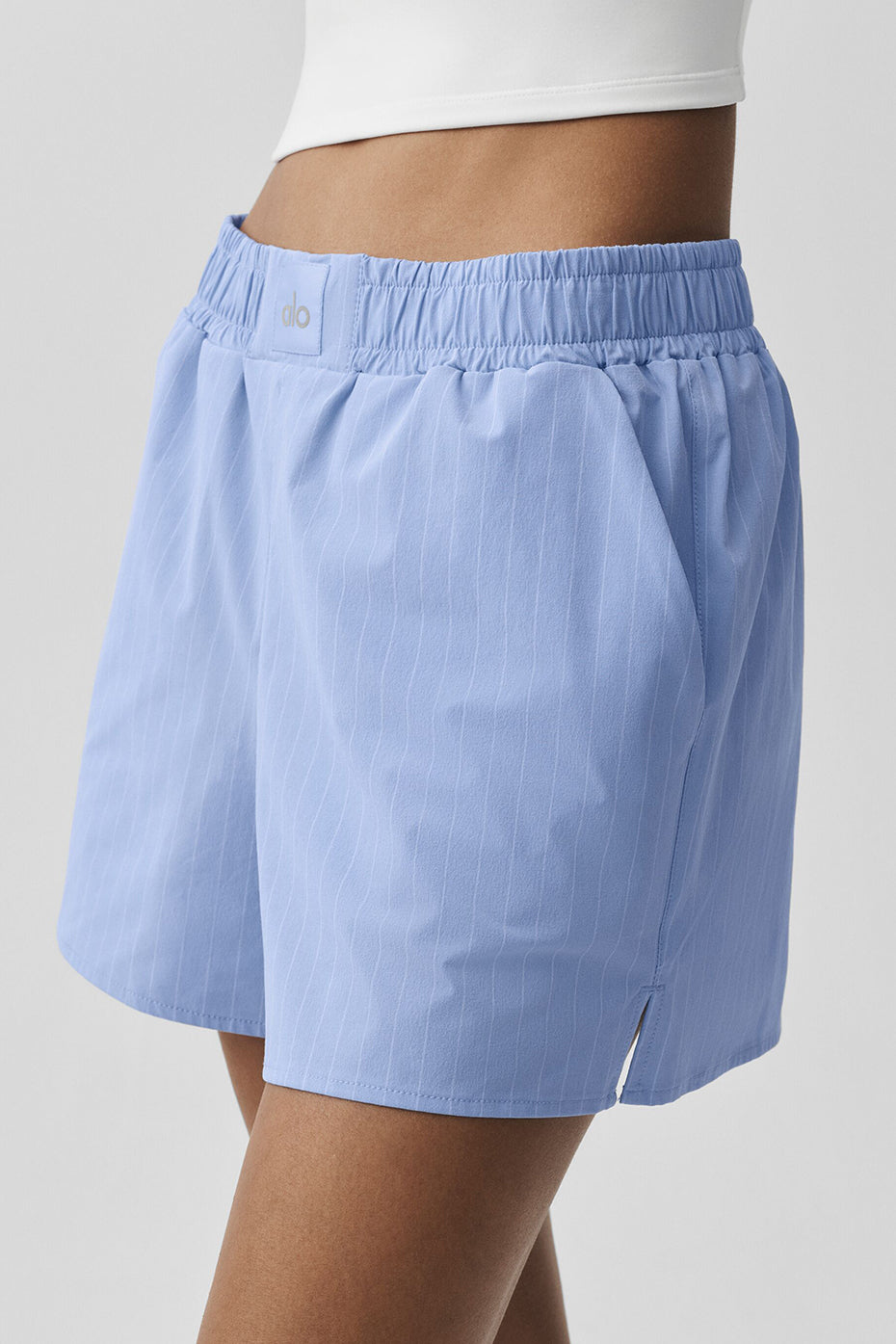 ALO Pinstripe Daylight Boxer Short - Light Provence Blue/White