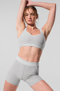 4” Alosoft High-Waist Heart Throb Short - Athletic Heather Grey/White