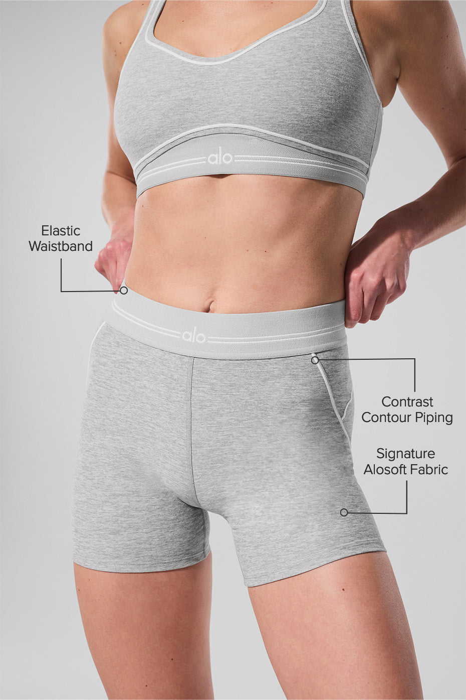 4”  High-Waist Heart Throb Short - Athletic Heather Grey/White