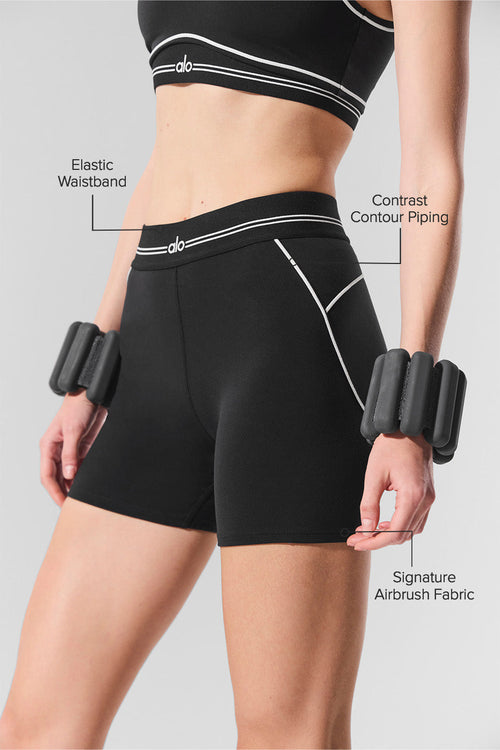 4" Airbrush High-Waist Heart Throb Short - Black/White