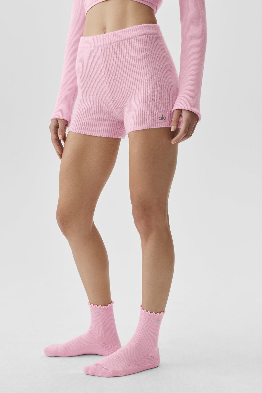 Wool Cashmere Ribbed Noble Short - Pink Marshmallow