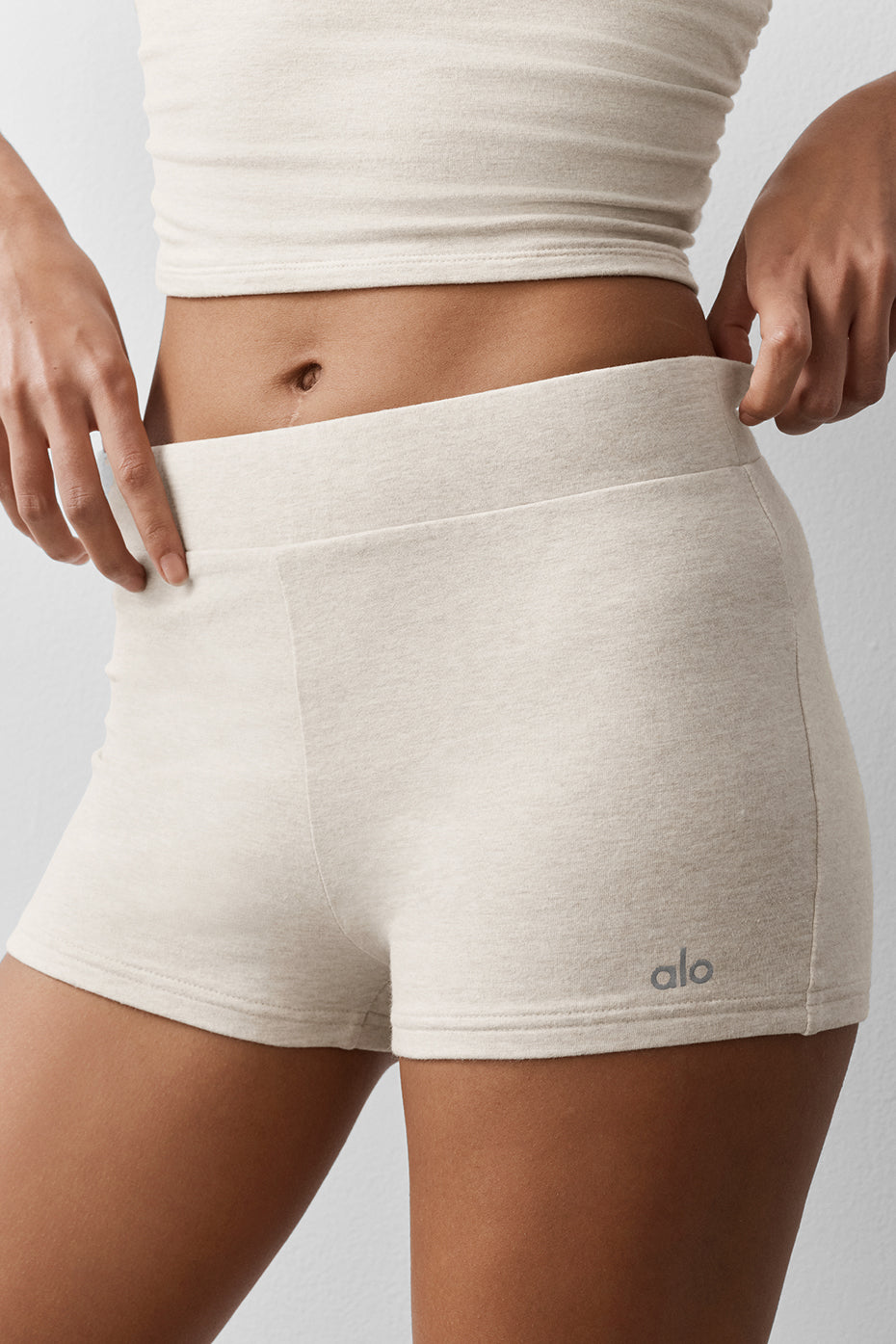 ALO Sway My Way Micro Short - Oatmeal Heather