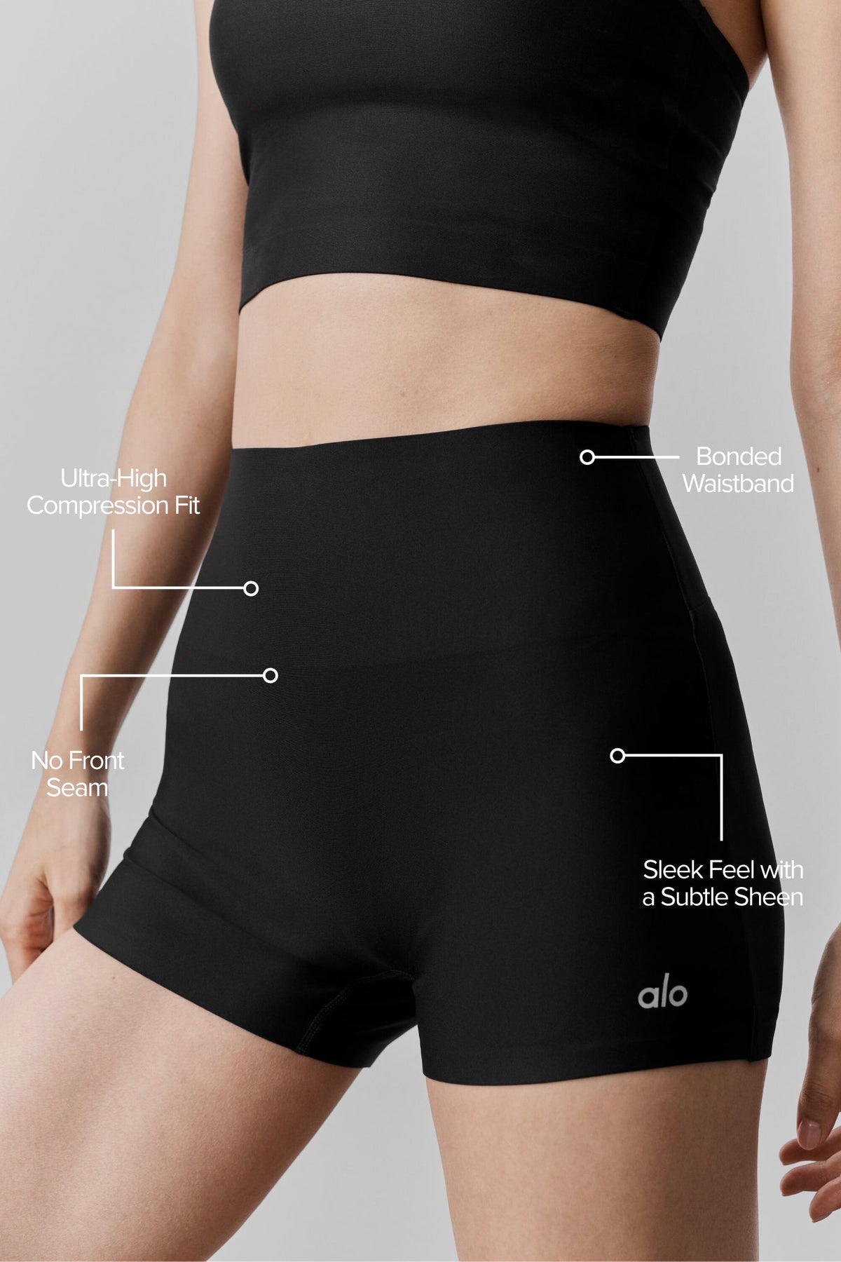 3" ALO Airlift High-Waist Sleek Short - Black