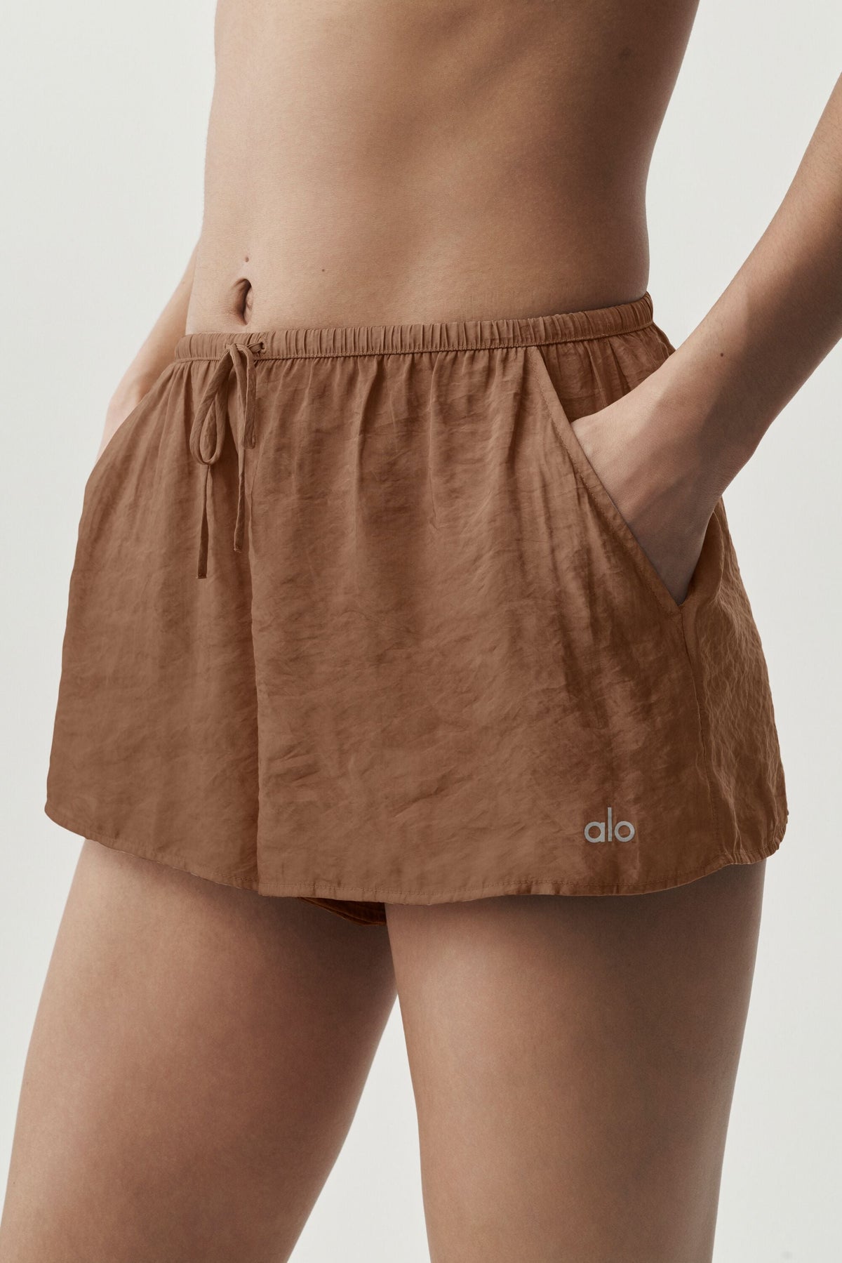 ALO Semi-Sheer Golden Hour Mid-Rise Short - Sun Kissed Brown