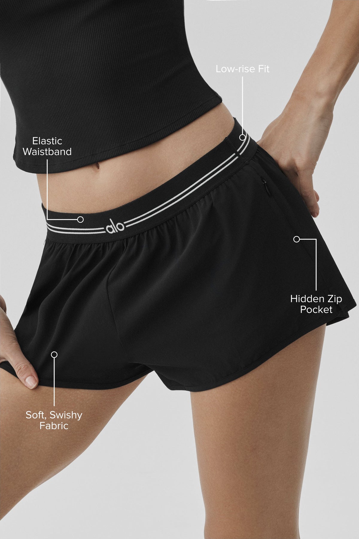 ALOFull Stride Micro Running Short - Black