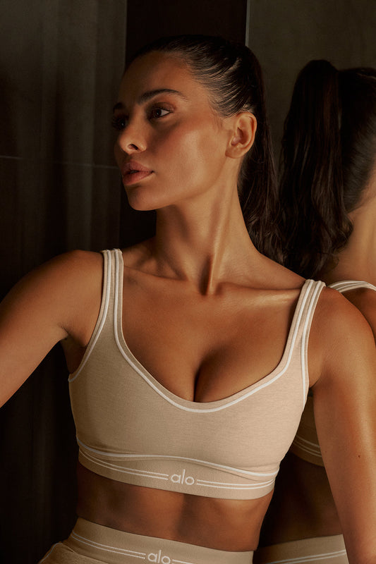 Heart Throb Bra - Oatmeal Heather/White