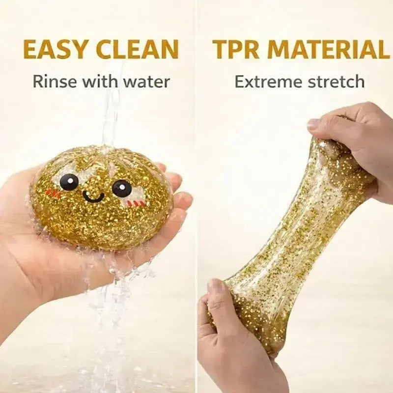 Glitter Dumpling Squishy Toy, Colorful Stress Relief Ball, Soft Squeeze Decompression Toy, Stress Relaxation Gift for Adults