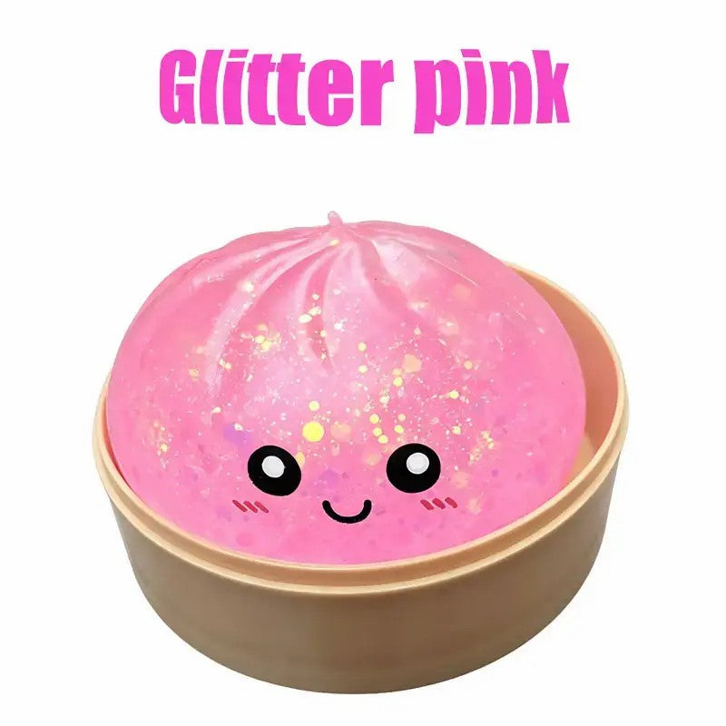 Glitter Dumpling Squishy Toy, Colorful Stress Relief Ball, Soft Squeeze Decompression Toy, Stress Relaxation Gift for Adults